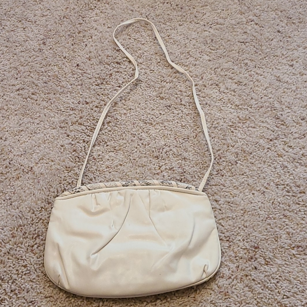 Vintage Bag White Faux Snake Skin Trim